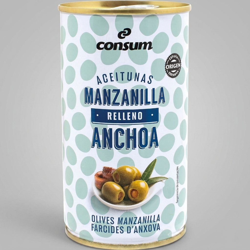 Oliven Manzanilla mit Anchovis 150g